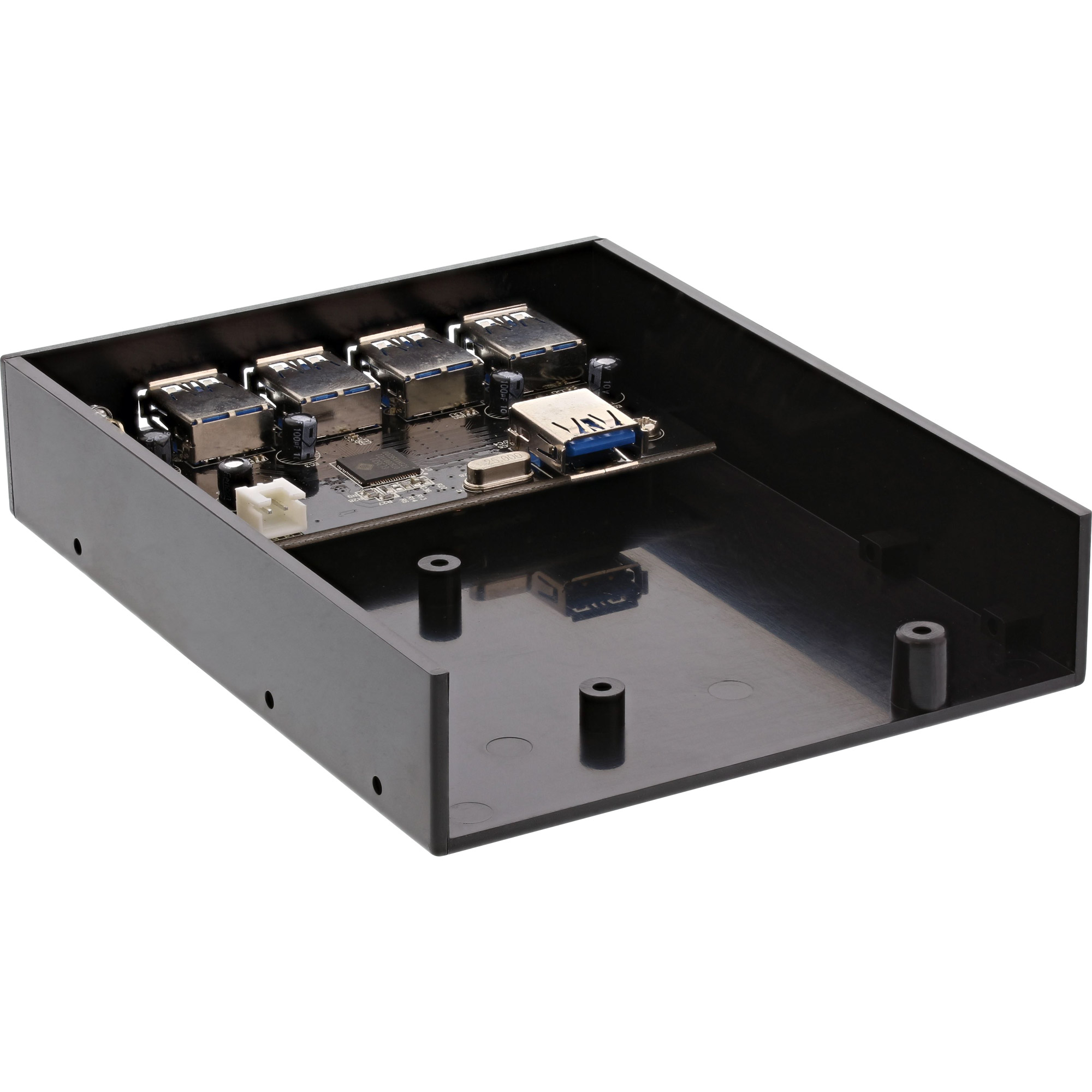 Inline® USB 3.0 Hub, 4-fach für den 8,89cm (3,5") Schacht, schwarz
