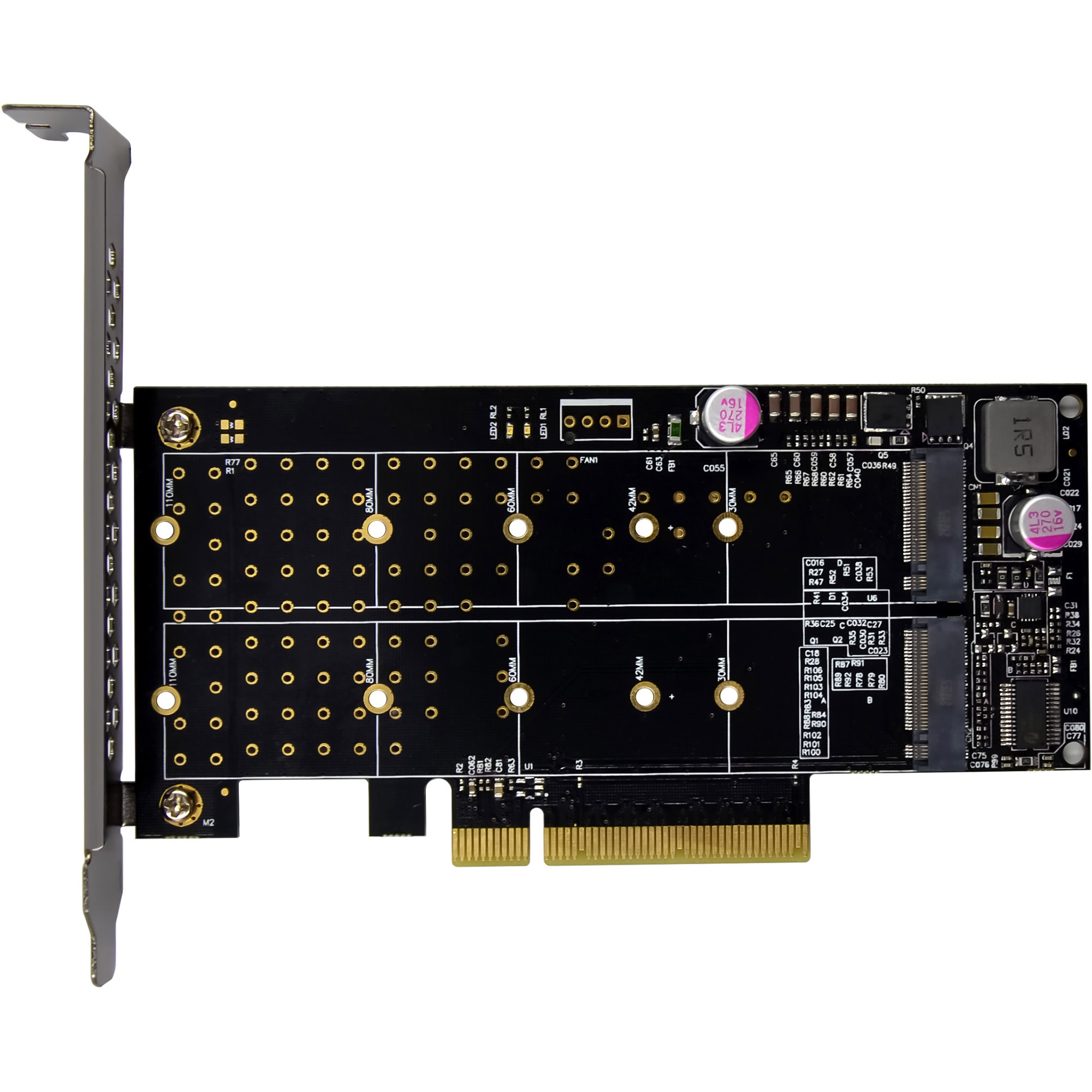 InLine® PCIe Karte zu 2x intern NVMe M.2 Key M - Bifurcation, PCIe x8