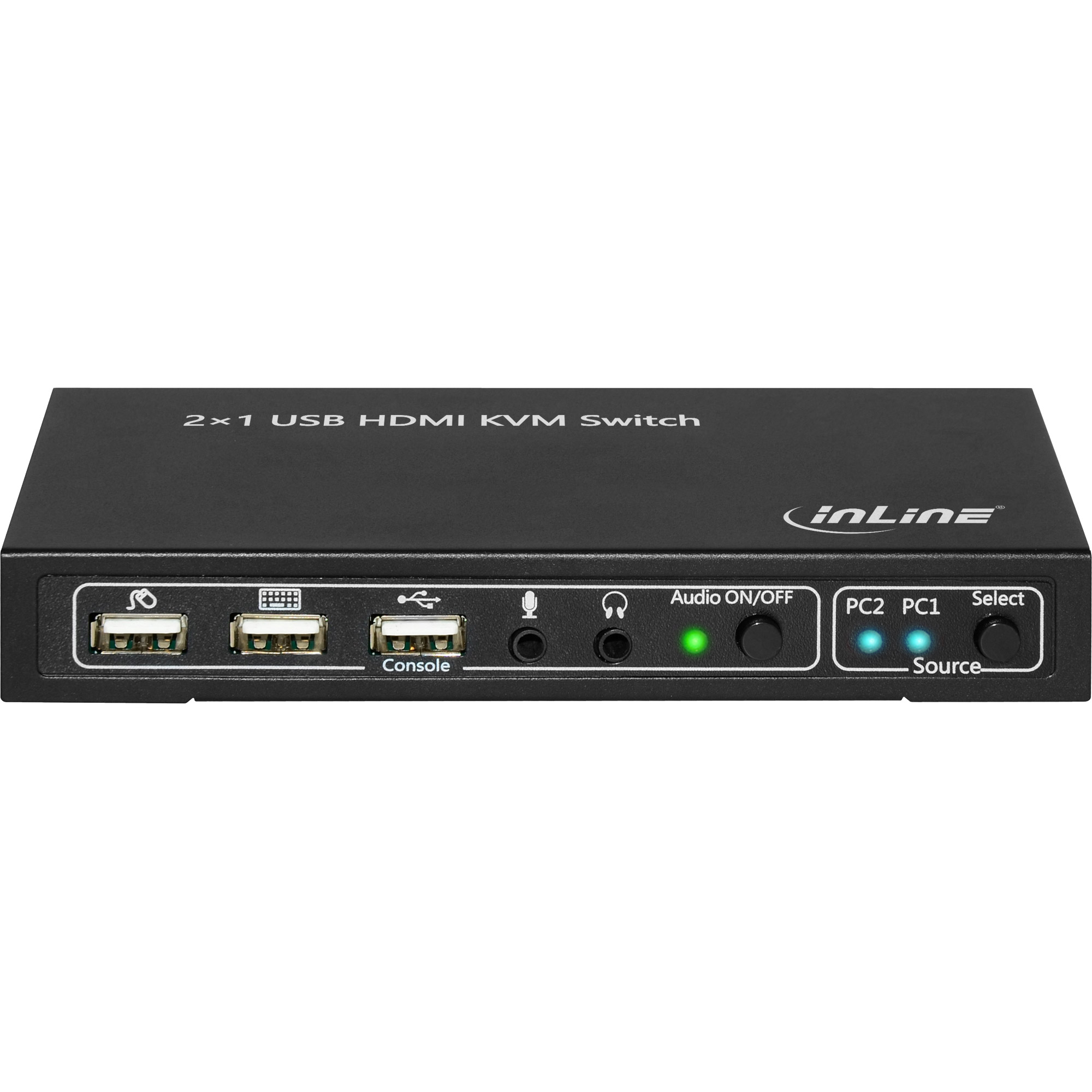 Inline® KVM Desktop Switch, 2-fach, HDMI 4K2K, USB 2.0 Hub, mit Audio