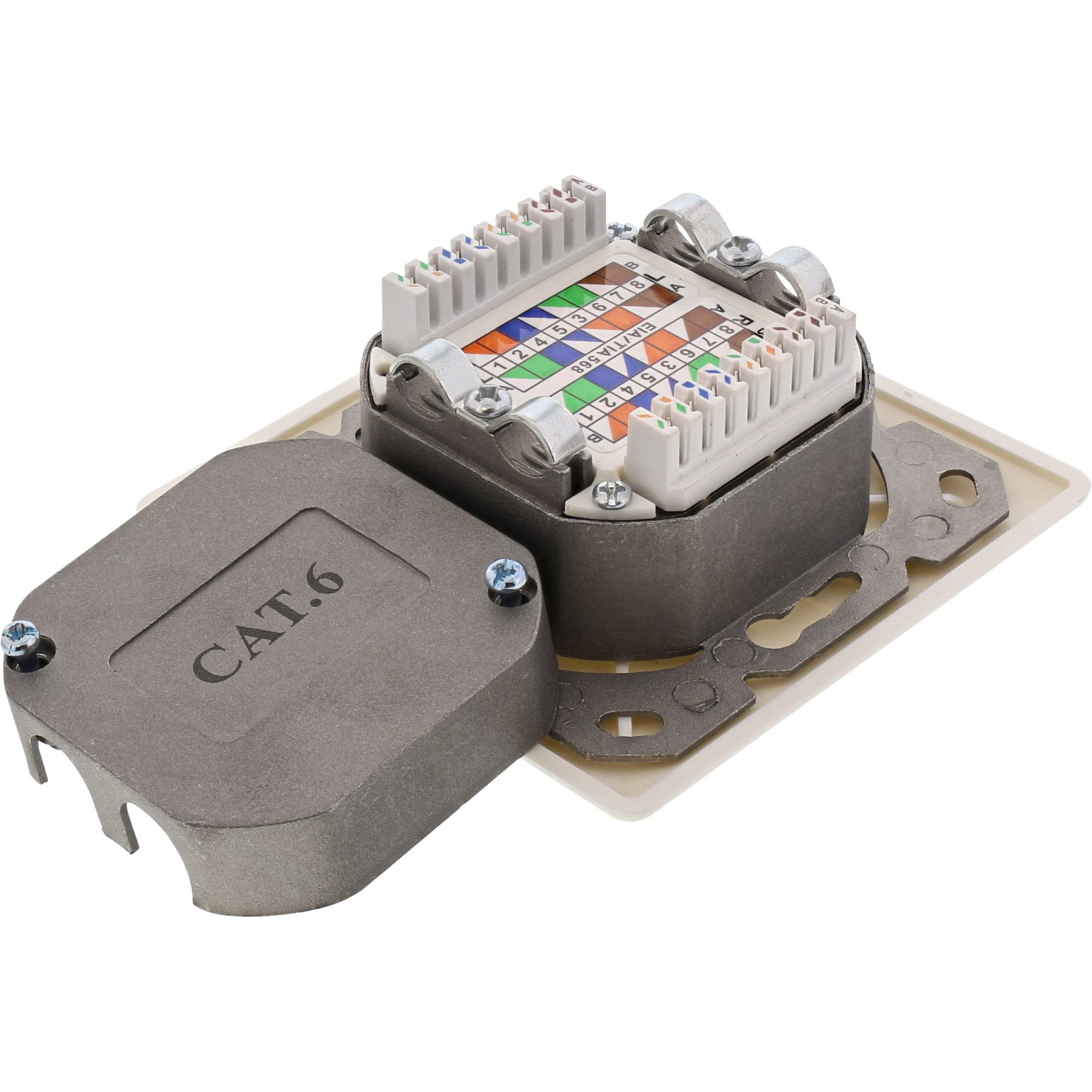 Inline® Cat.6 Anschlussdose, AP/UP 2x RJ45 Buchse, RAL9010, weiß, waagerecht