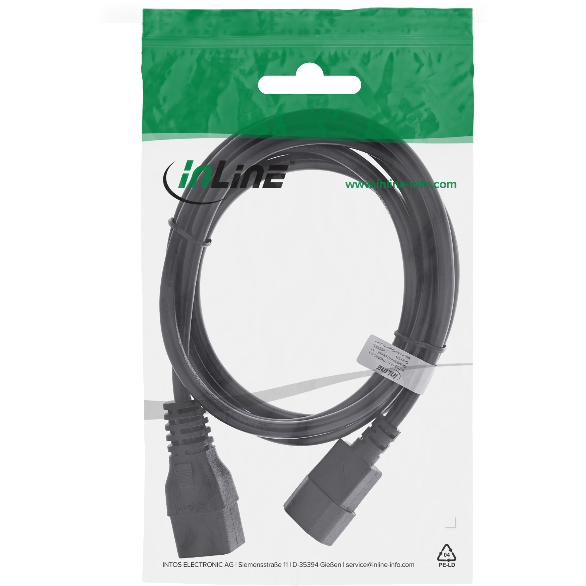Inline® Netz Adapterkabel, IEC-60320 C14 auf C19, max. 10A, 0,5m