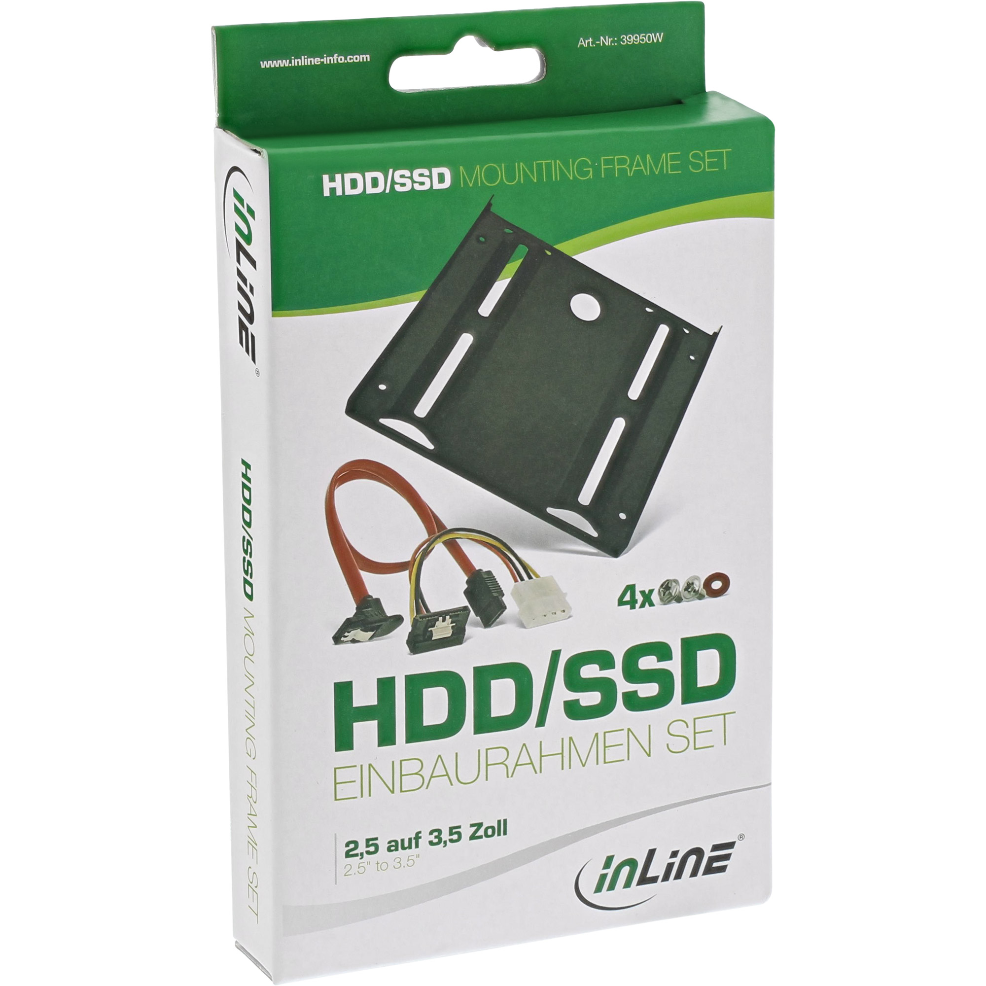 Inline® HDD/SSD Einbaurahmen SET, 2,5" auf 3,5"