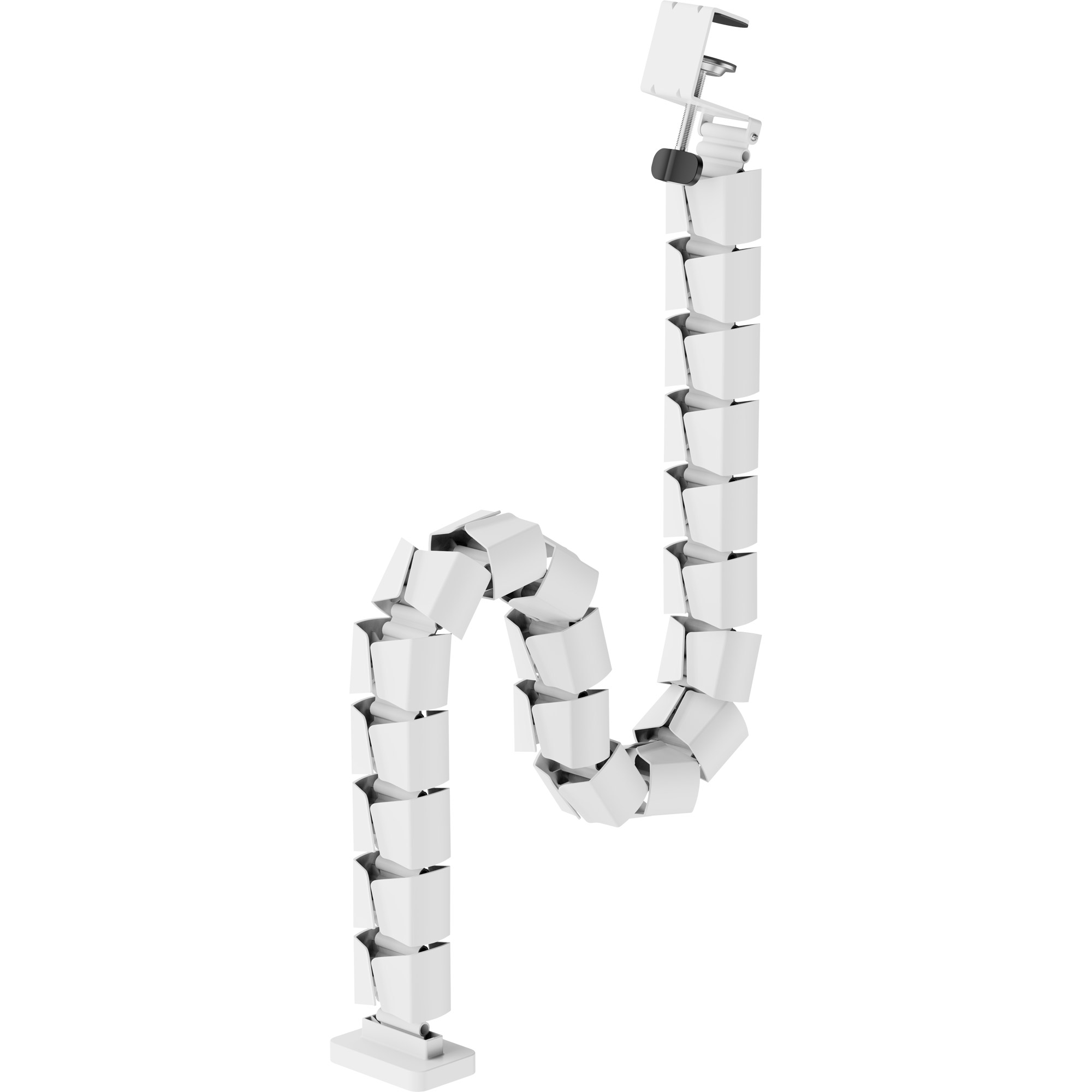 InLine® Kabelkanal flexibel für höhenverstellbare Tische mit Tischklemme Weiß