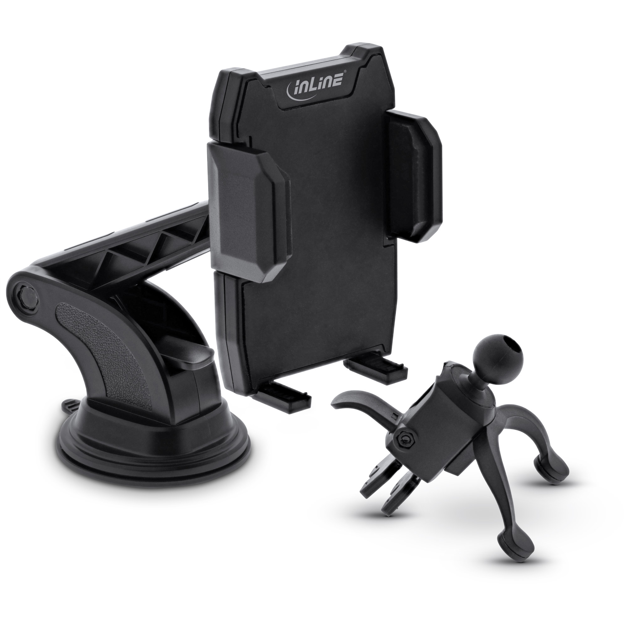 Inline® KFZ Smartphone Halterung mit Saugnapf oder für Lüftungsgitter, universal