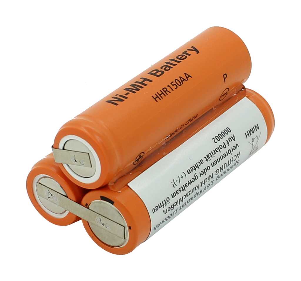 Akkupack NiMH 3,6V 1500mAh D1x3 HHR-150AA ersetzt AEG Junior 2.0 Typ 141 Ni-MH 3.6V