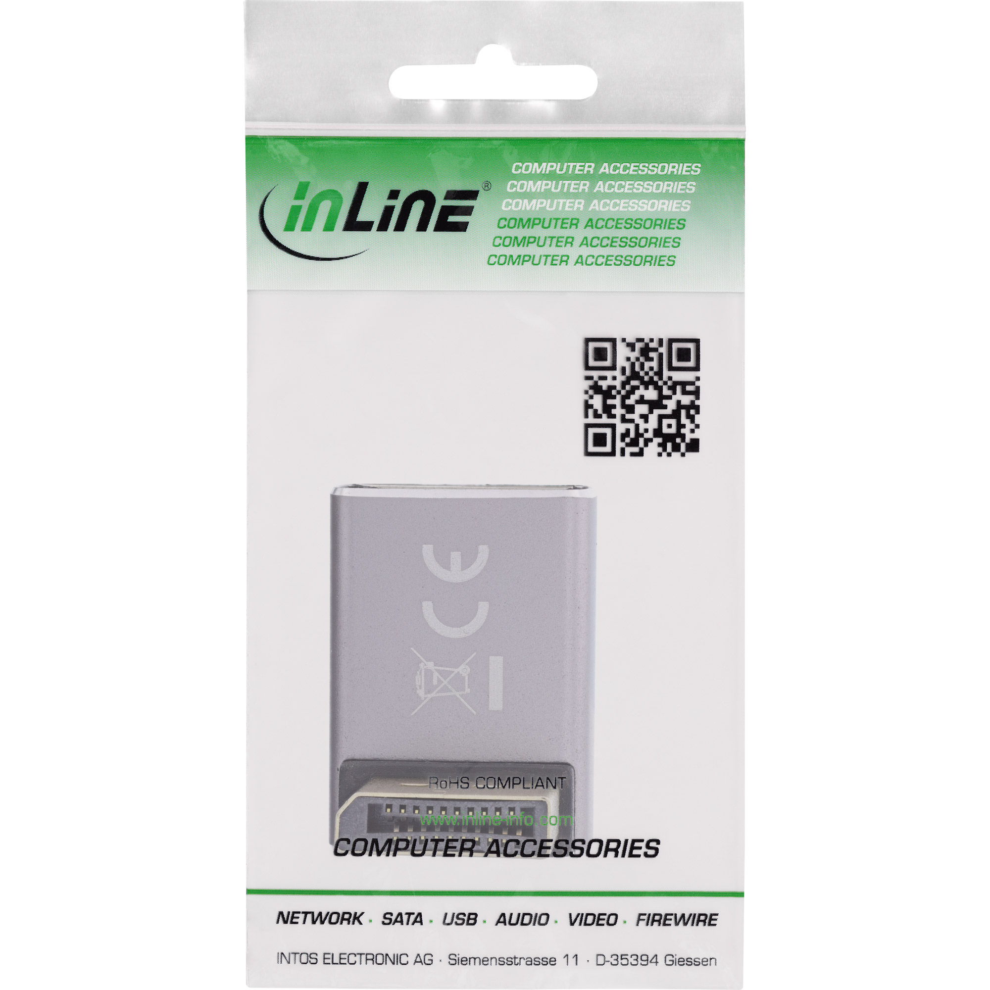 InLine® DisplayPort 1.4 Adapter, DisplayPort Stecker / Buchse, 90° unten, 8K UHD InLine® DisplayPort 1.4 Adapter, DisplayPort Stecker / Buchse, 90° unten, 8K UHD