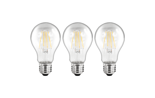 LED Filament Set McShine, 3x Glühlampe, E27, 6W, 670lm, warmweiß, klar