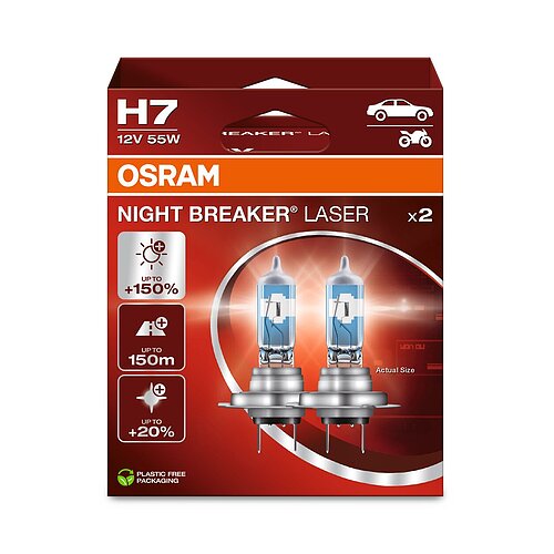 OSRAM H7 12V 55W PX26d NIGHT BREAKER® LASER +150% mehr Helligkeit 2 Stück