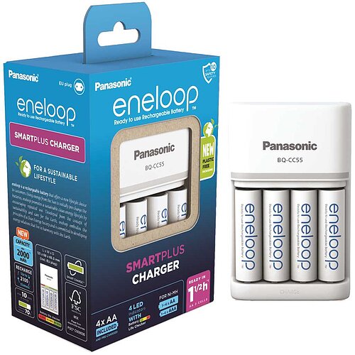 Panasonic eneloop Smart & Quick Charger BQ-CC55 inklusive 4x HR-3UTGB / BK-3MCDE
