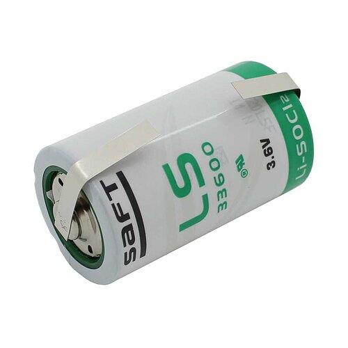 Saft Lithium LS33600 D 3,6V mit Lötfahnen U-Form Saft Lithium LS33600 D 3,6V mit Lötfahnen U-Form