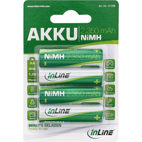 InLine NiMH-Akku, Mignon (AA), 2350mAh, im 4er Blister