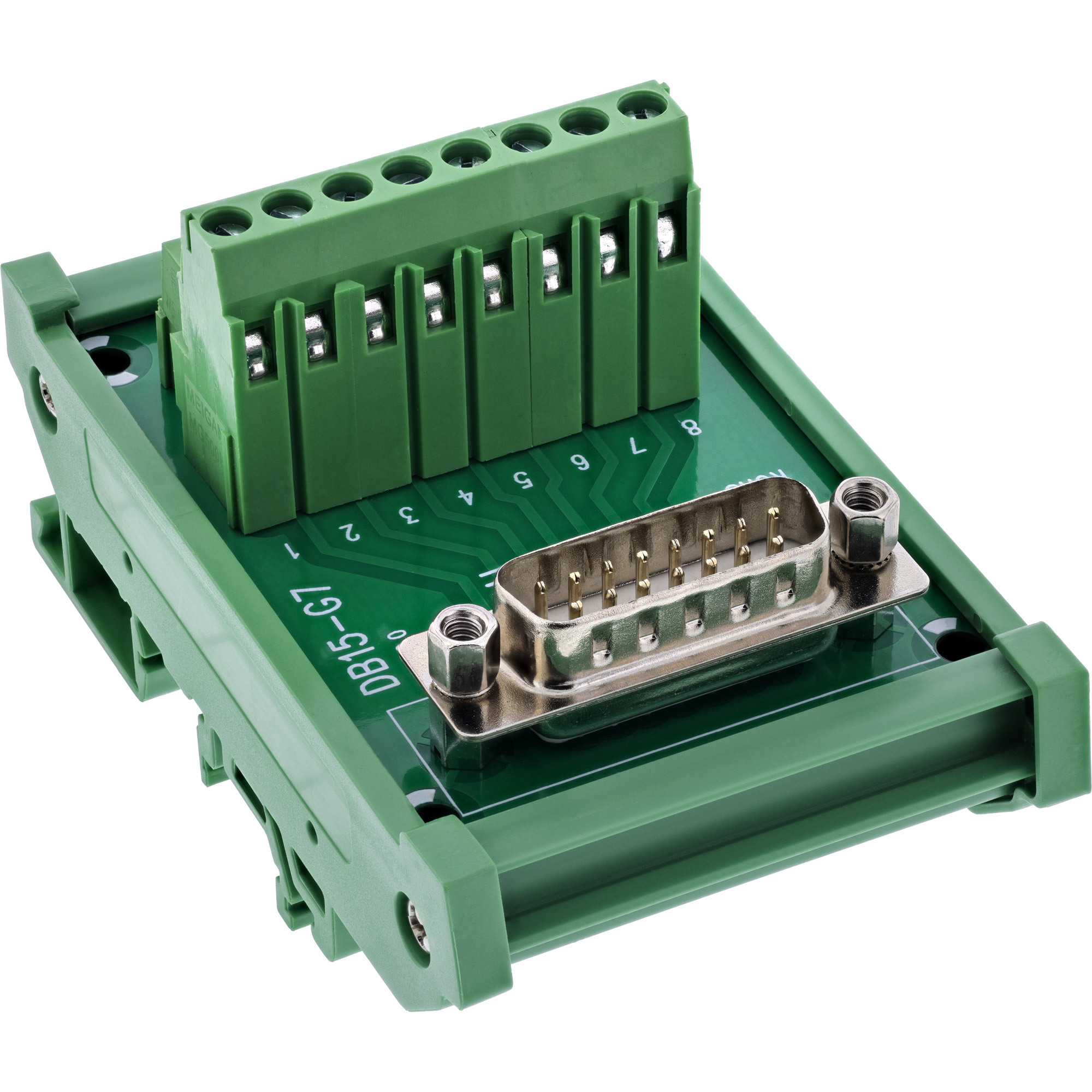 InLine® D-Sub 15 Terminalblock, Stecker, Schraubklemme, für Hutschiene