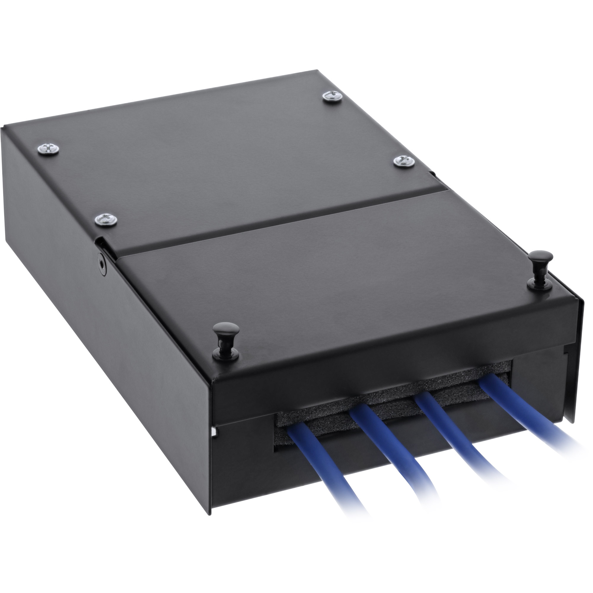 Inline® Anschlussdose Aufputz für 4x Keystone RJ45 Buchse, Metall, schwarz