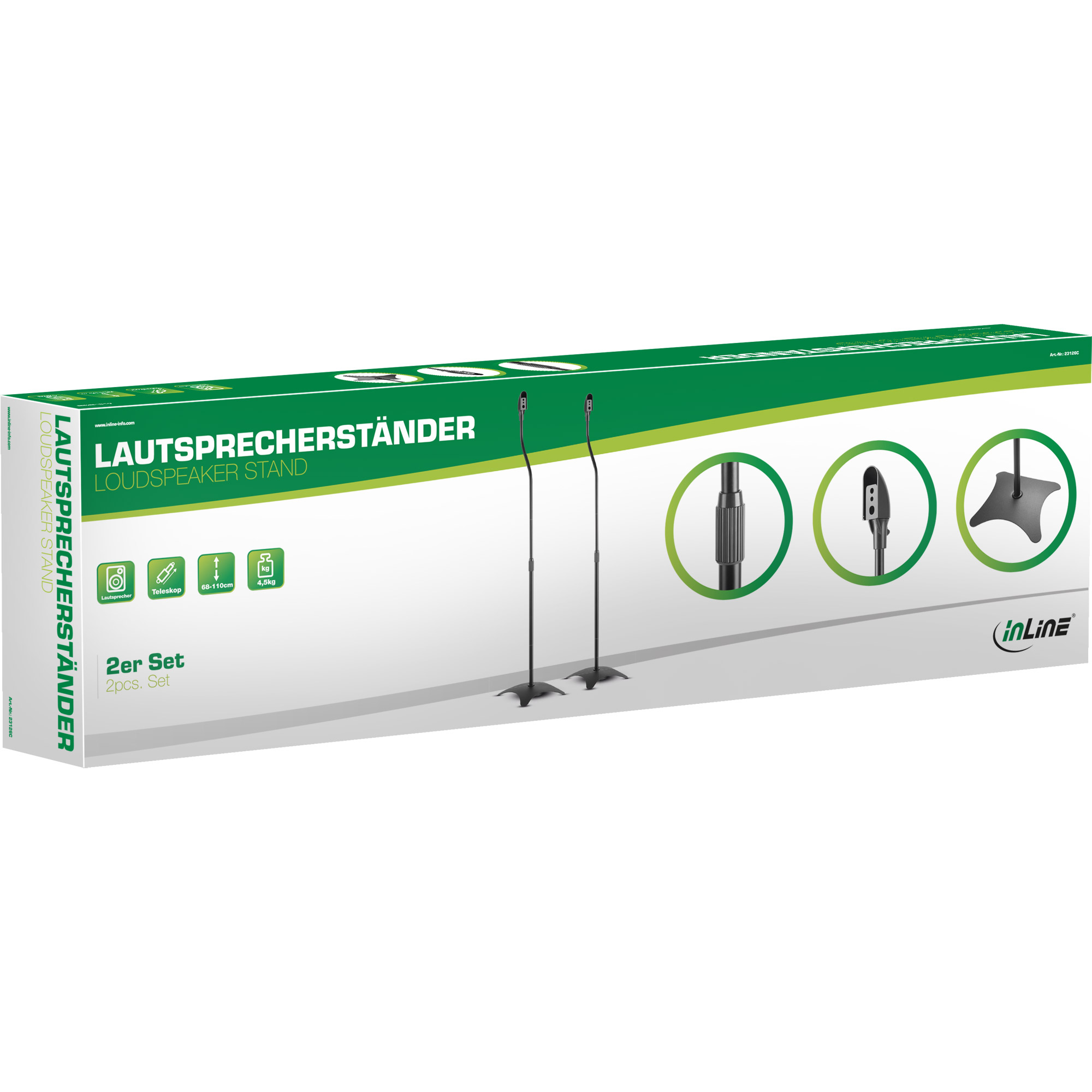 Inline® LautsprecherStänder Teleskop 68-110cm, 2 Stück, schwarz Inline® LautsprecherStänder Teleskop 68-110cm, 2 Stück, schwarz