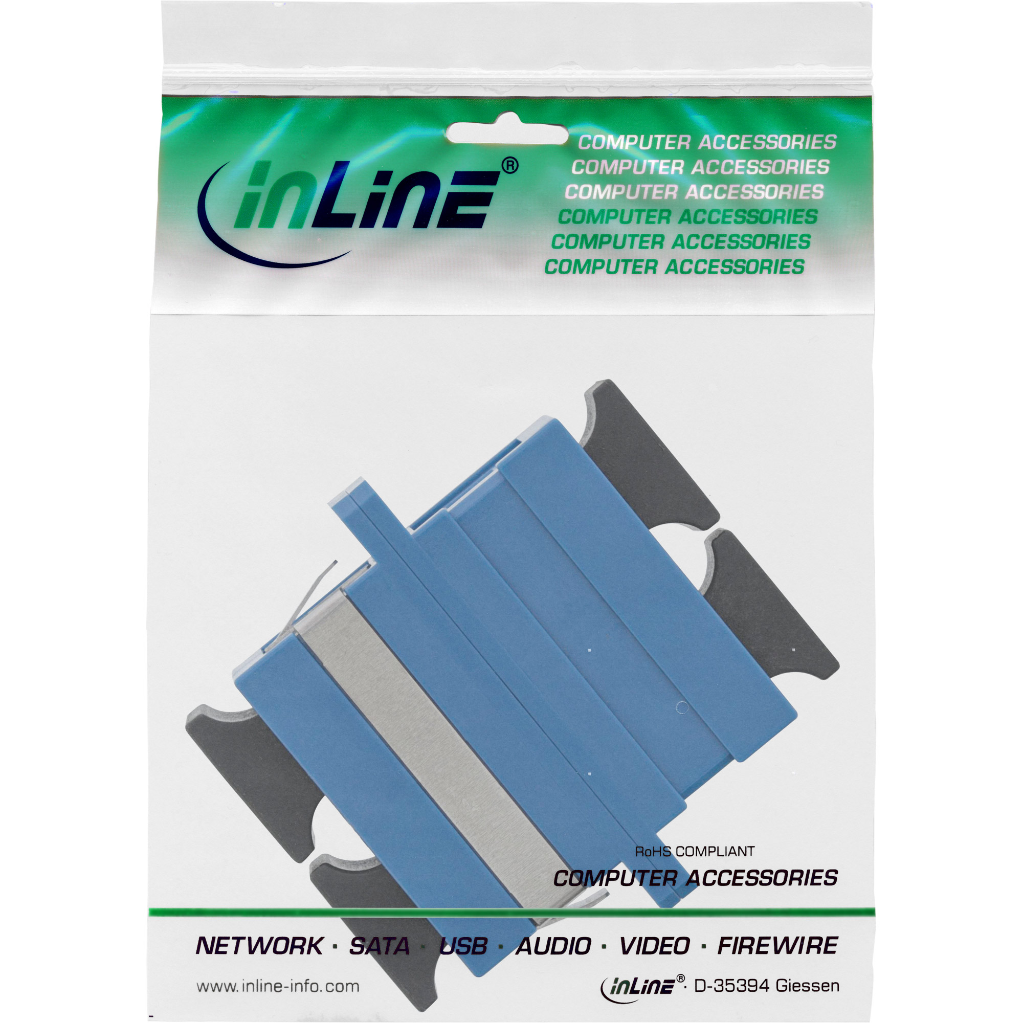 Inline® LWL Kupplung, Duplex SC/SC, singlemode, blau, Keramik-Hülse, zum Einbau