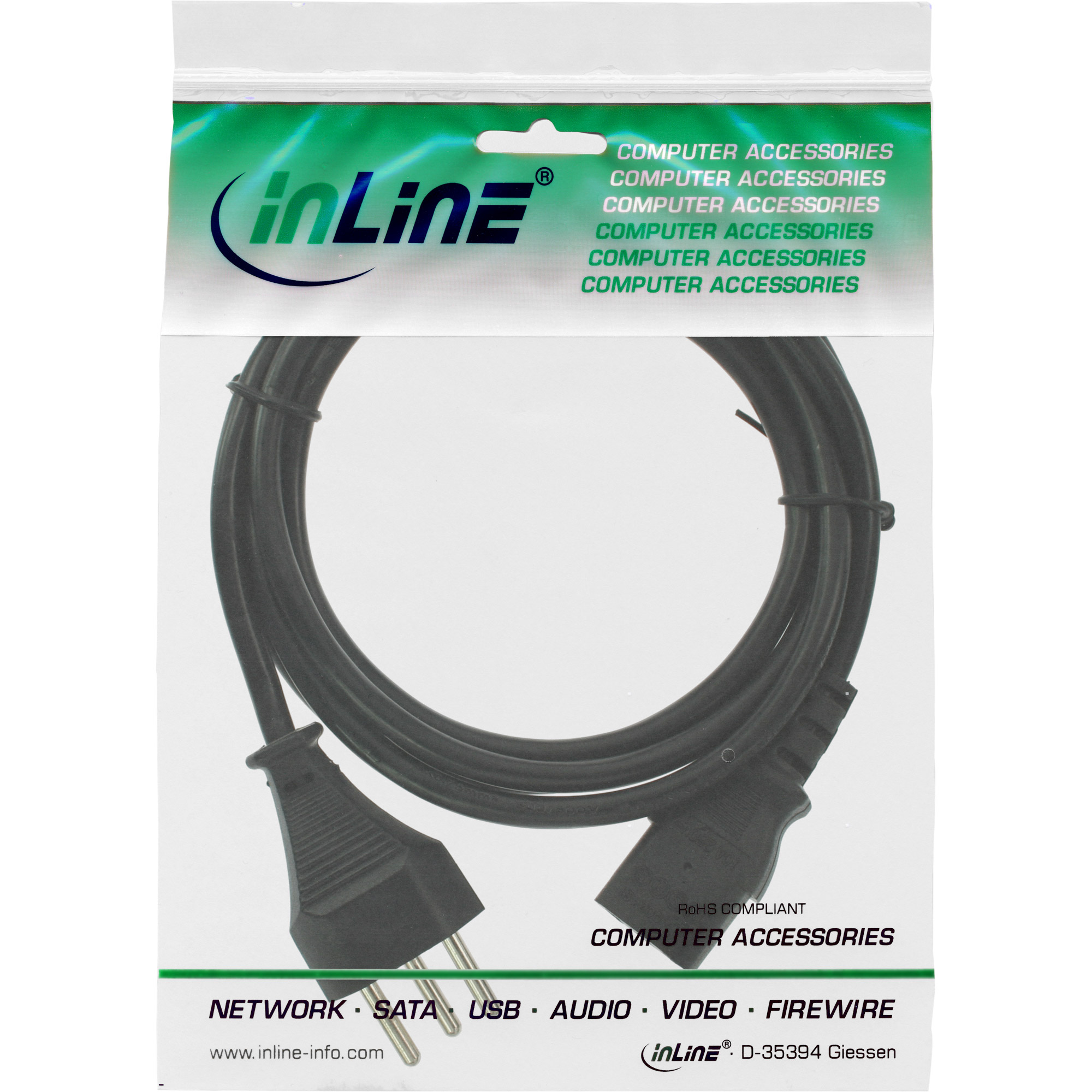 Inline® Netzkabel, Netzstecker Schweiz auf Kaltgerätestecker C13, 3m Inline® Netzkabel, Netzstecker Schweiz auf Kaltgerätestecker C13, 3m
