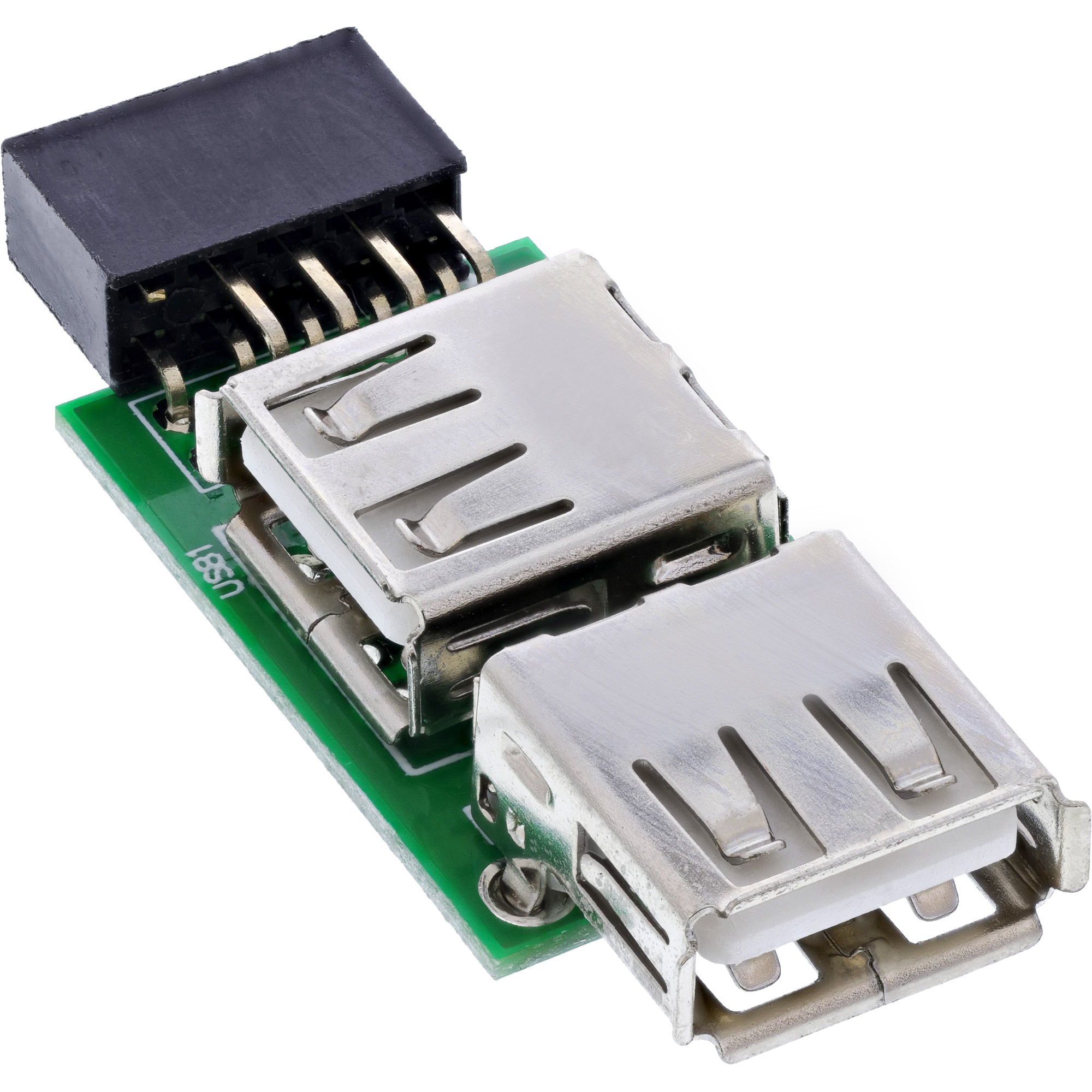 Inline® USB 2.0 Adapter, 2x Buchse A auf Pfostenanschluss Inline® USB 2.0 Adapter, 2x Buchse A auf Pfostenanschluss