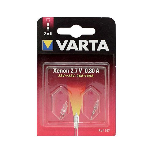 2x Varta 707 Xenon Bi-Pin 2,7V 0,5A