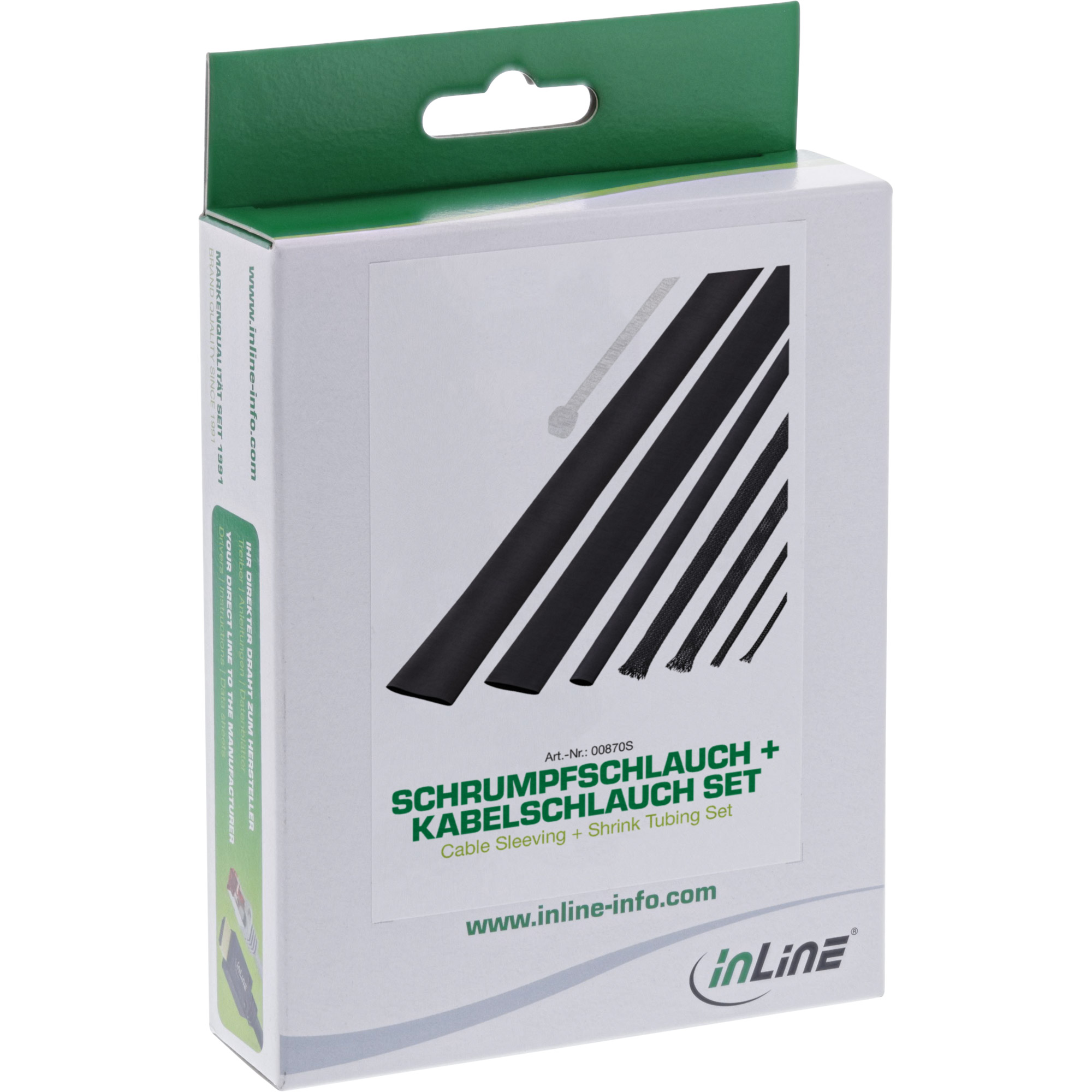 Inline® Schrumpfschlauch Set / Kabelschlauch Set, schwarz