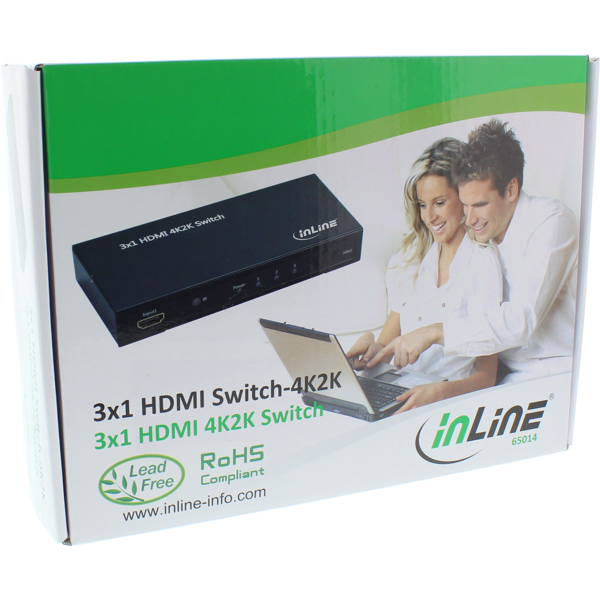 Inline® HDMI Switch / Umschalter, 3 Eingänge auf 1 Ausgang, 4K2K, 3D, HD Audio