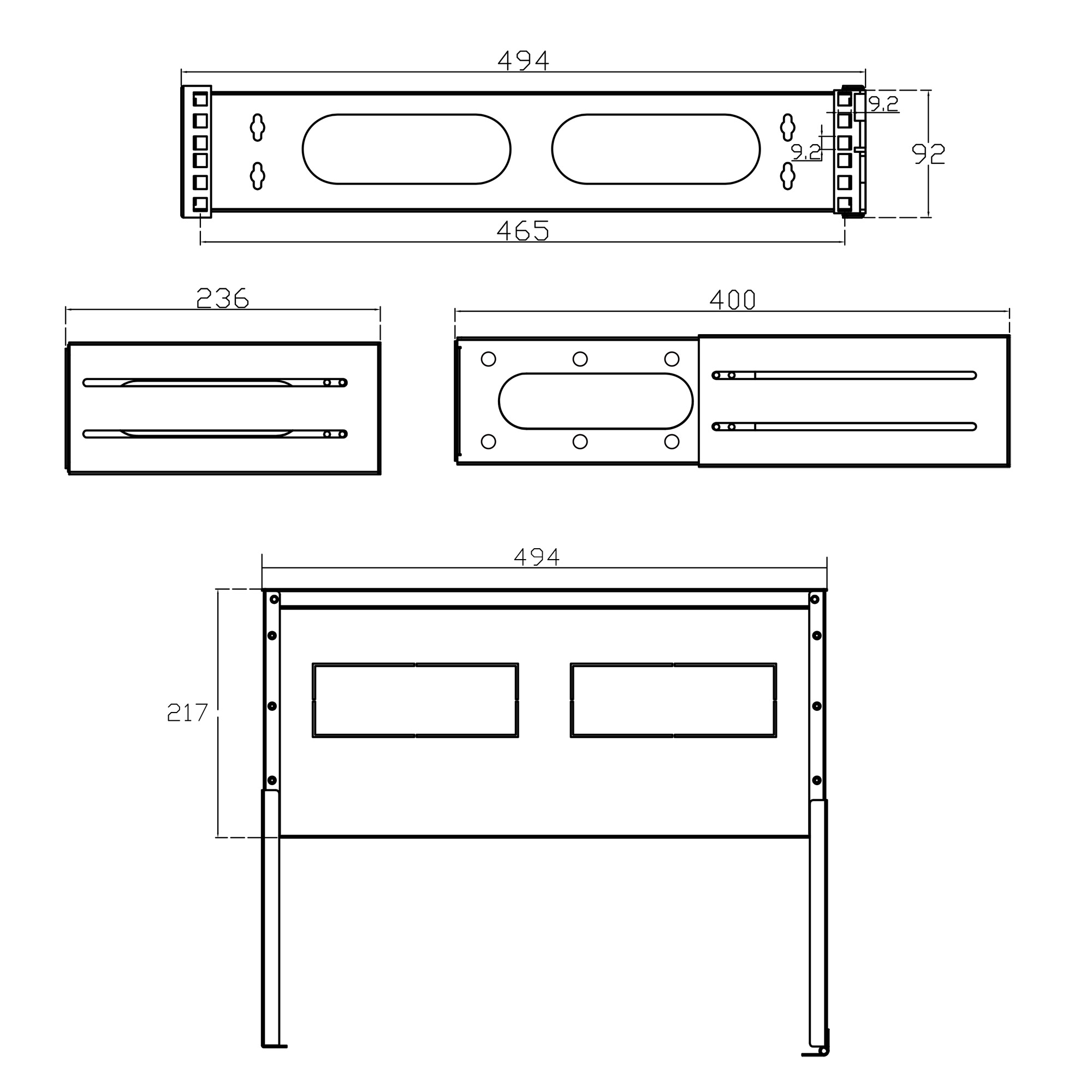 Inline® 19" Rack zur Wandmontage, 2HE, 24-40cm Tiefe, mit Abdeckung, grau