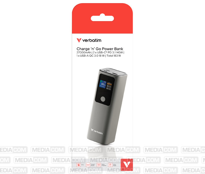 Akku Powerbank, 27.000mAh, Charge'n'Go, metall-grau Akku Powerbank, 27.000mAh, Charge'n'Go, metall-grau