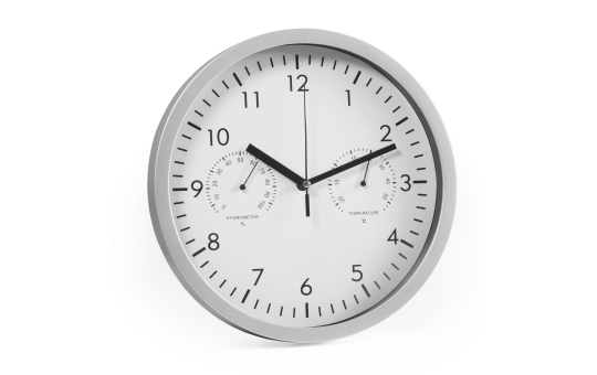 Design-Wanduhr McPower mit Thermo- & Hygrometer, weißes Ziffernblatt, 25cm-Ø