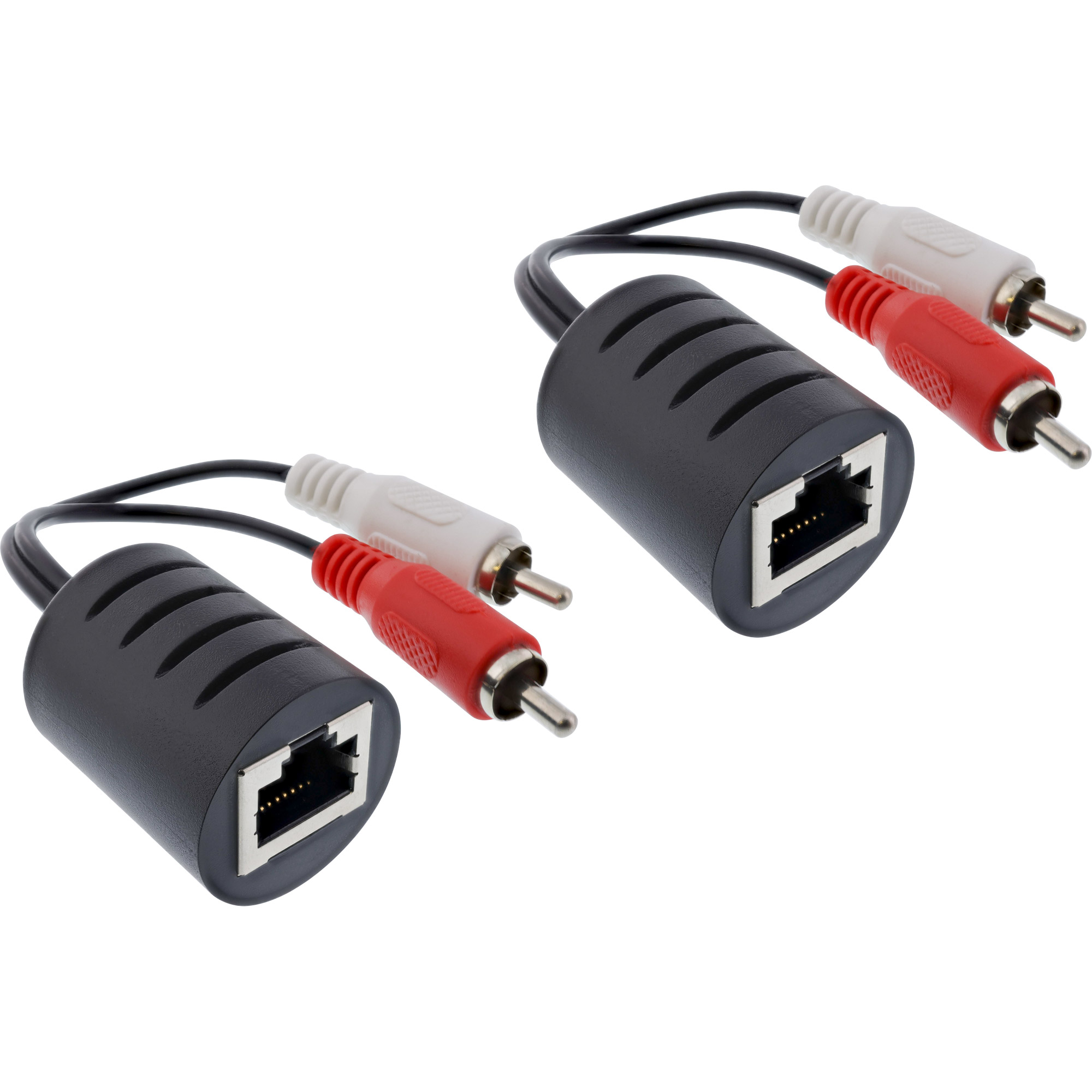 50m - Inline® Audio über RJ45 passiv, 2x Cinch Stecker / RJ45 Buchse, max.