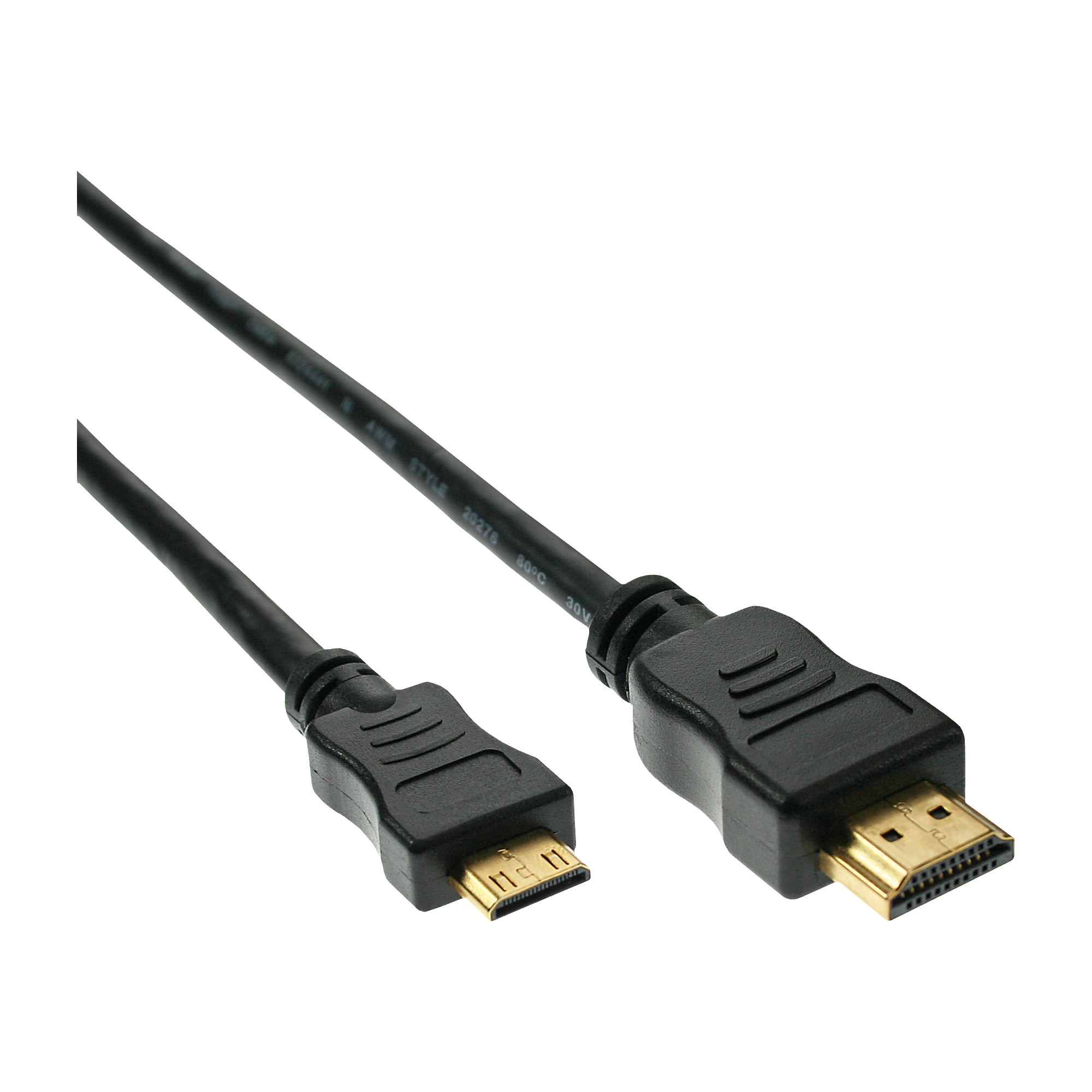 Inline® High Speed HDMI Mini Kabel, Stecker A auf C, verg. Kont., schwarz, 0,5m