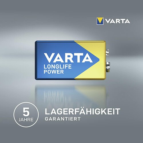 Varta Longlife Power 9V Block 6LR61 Alkaline Batterie - 2er Verpackung