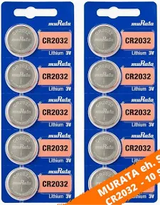 10x Murata eh. Sony CR2032 Lithium Knopfzelle 3V - 10 Batterien