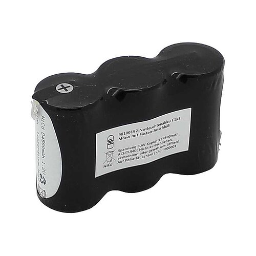 Notleuchtenakku NiCd 3,6V 4500mAh F1x3 Mono mit Faston-Anschluss 4,8mm Notleuchtenakku NiCd 3,6V 4500mAh F1x3 Mono mit Faston-Anschluss 4,8mm