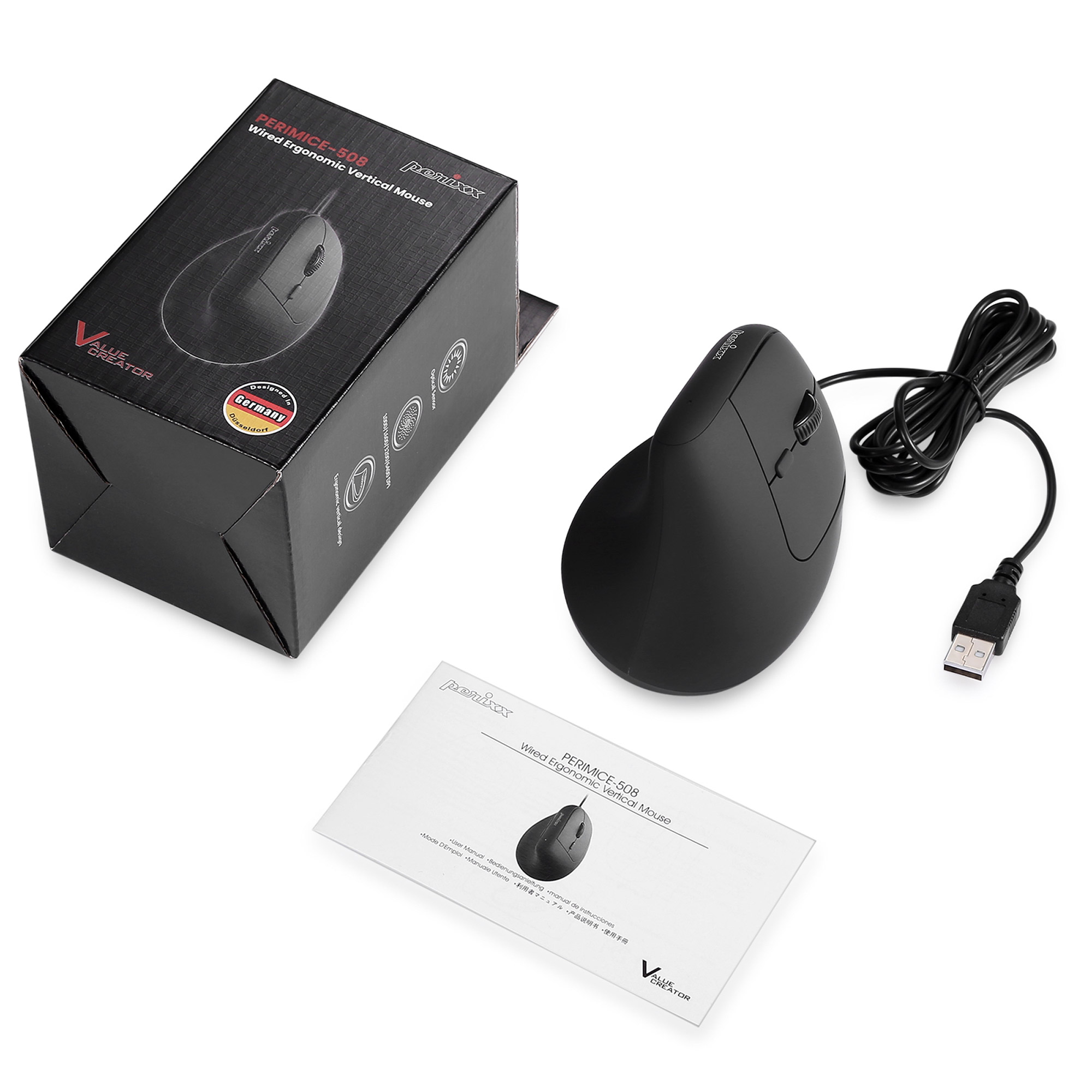 Perixx PERIMICE-508 II, programmierbare ergonomische USB Maus
