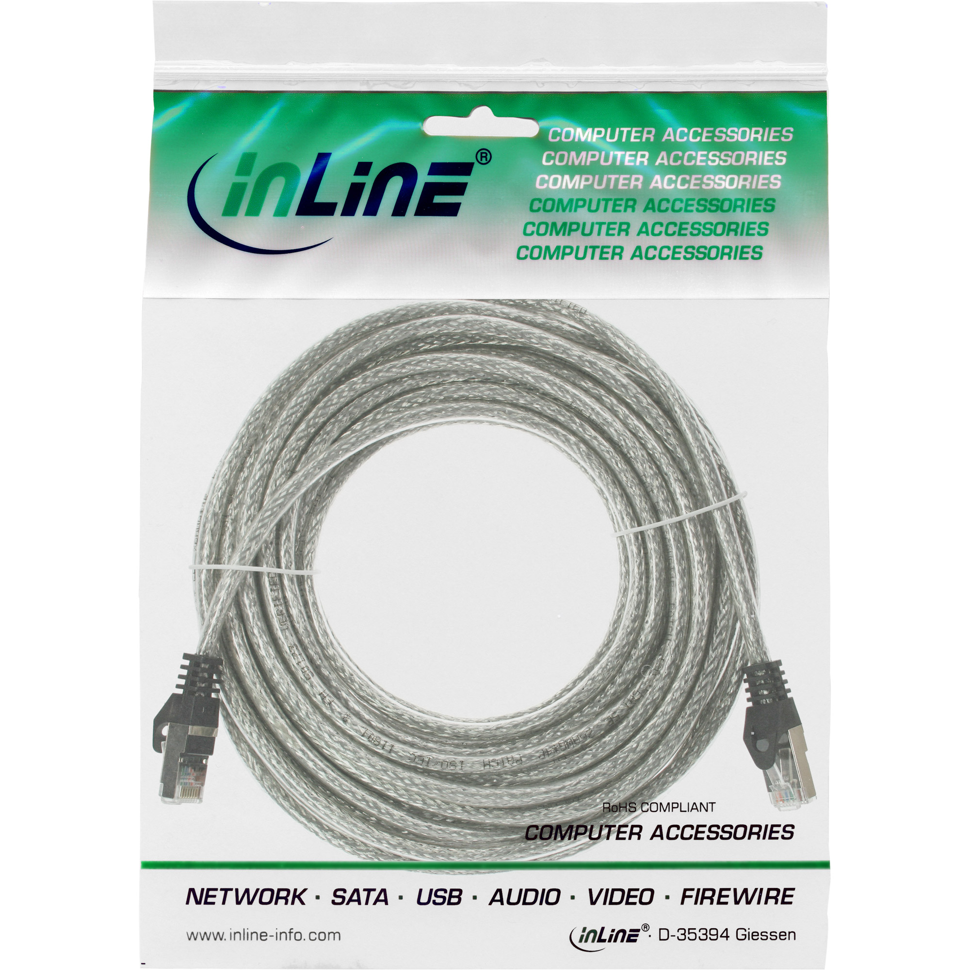 Inline® Patchkabel, SF/UTP, Cat.5e, transparent, 15m