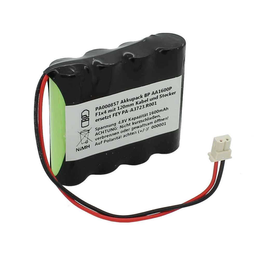 Akkupack NiMH 4,8V 1600mAh BP AA1600P F1x4 mit 120mm Kabel und Stecker ersetzt FEY PA-A3723.R001 Akkupack NiMH 4,8V 1600mAh BP AA1600P F1x4 mit 120mm Kabel und Stecker ersetzt FEY PA-A3723.R001