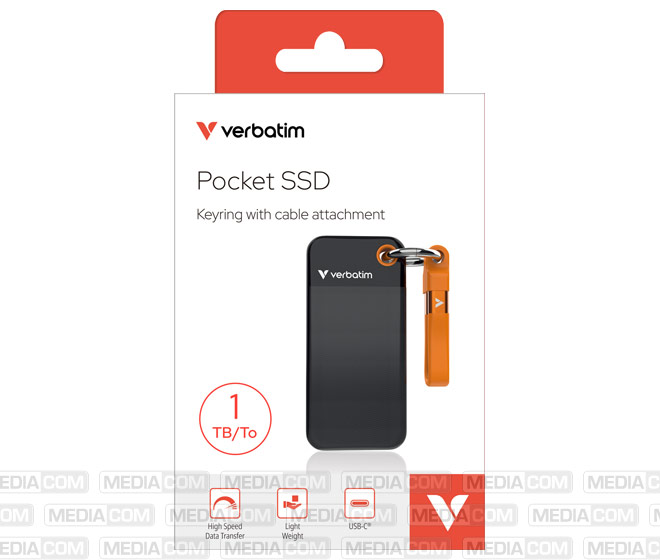 SSD 1TB, USB 3.2, Typ-C, Pocket, schwarz-orange