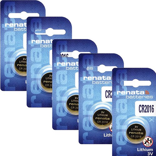 5x Renata CR2016 Lithium Knopfzelle 3V Batterie 