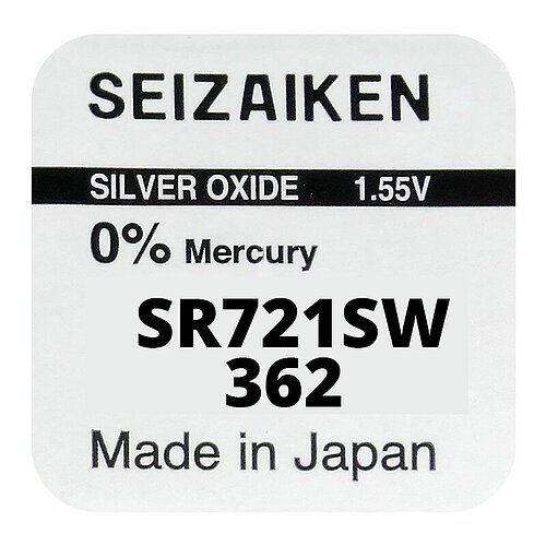 1x SR721SW SR58 362 Silberoxid Batterie Seizaiken 1,55 V