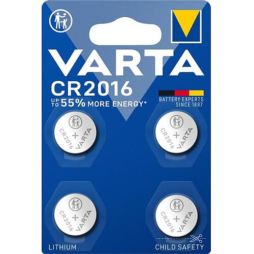 Varta CR2016 Lithium Knopfzelle 3V Batterie - 4er Verpackung