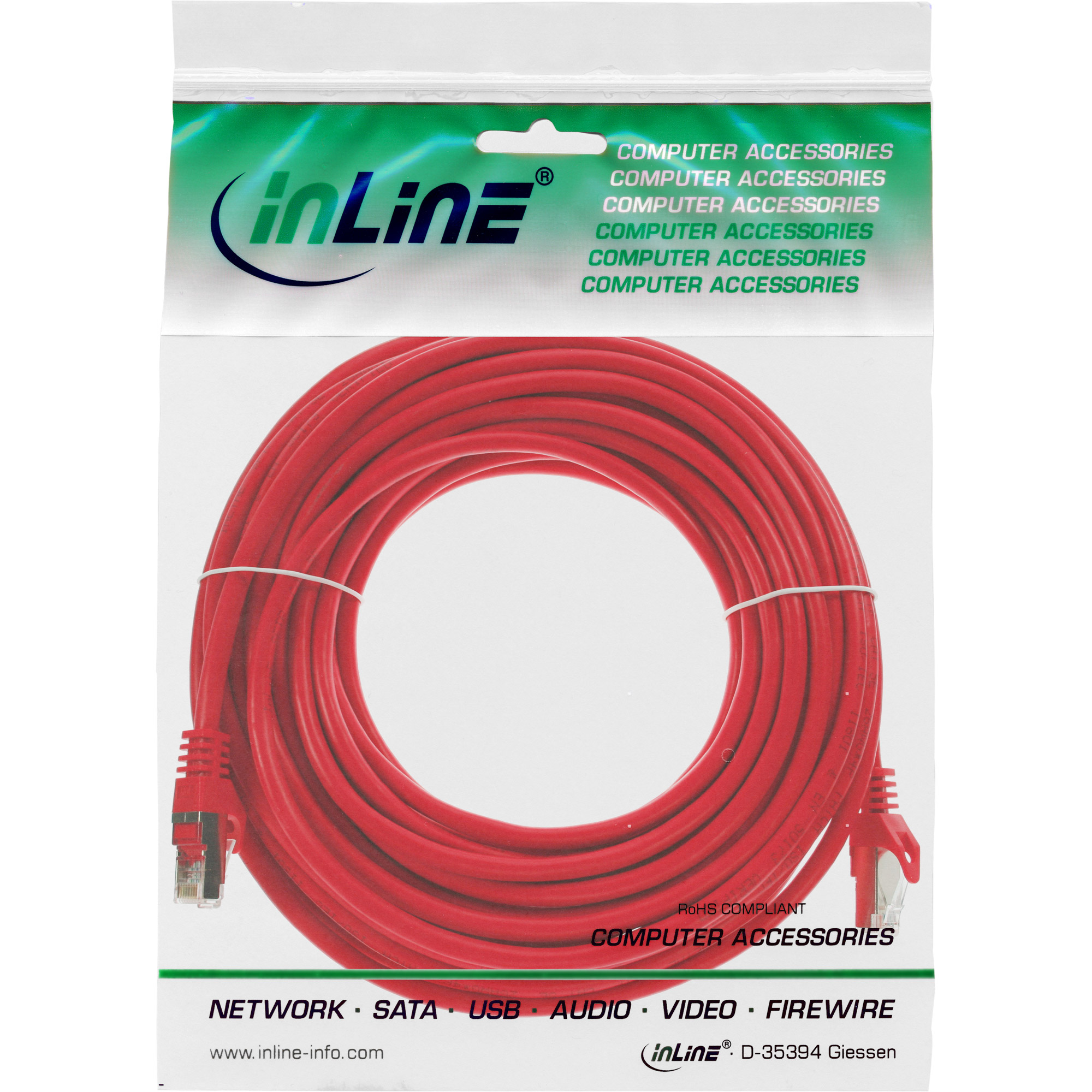 Inline® Patchkabel, SF/UTP, Cat.5e, rot, 20m