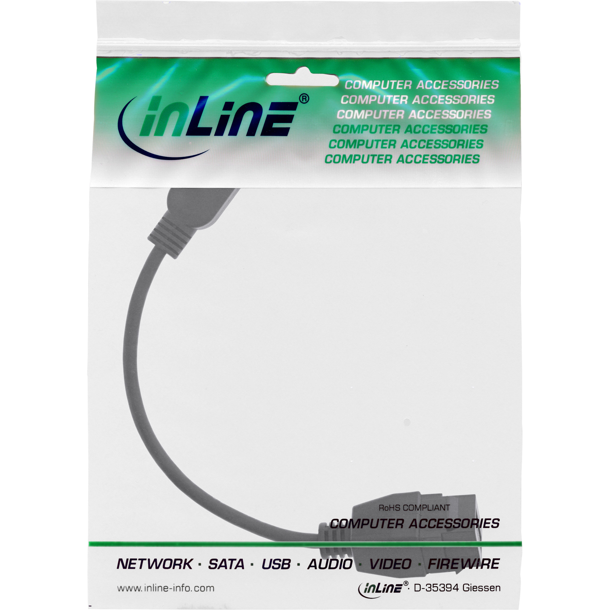 0.2m - Inline® USB 3.2 Gen1 Adapterkabel, USB A Stecker / Keystone Buchse