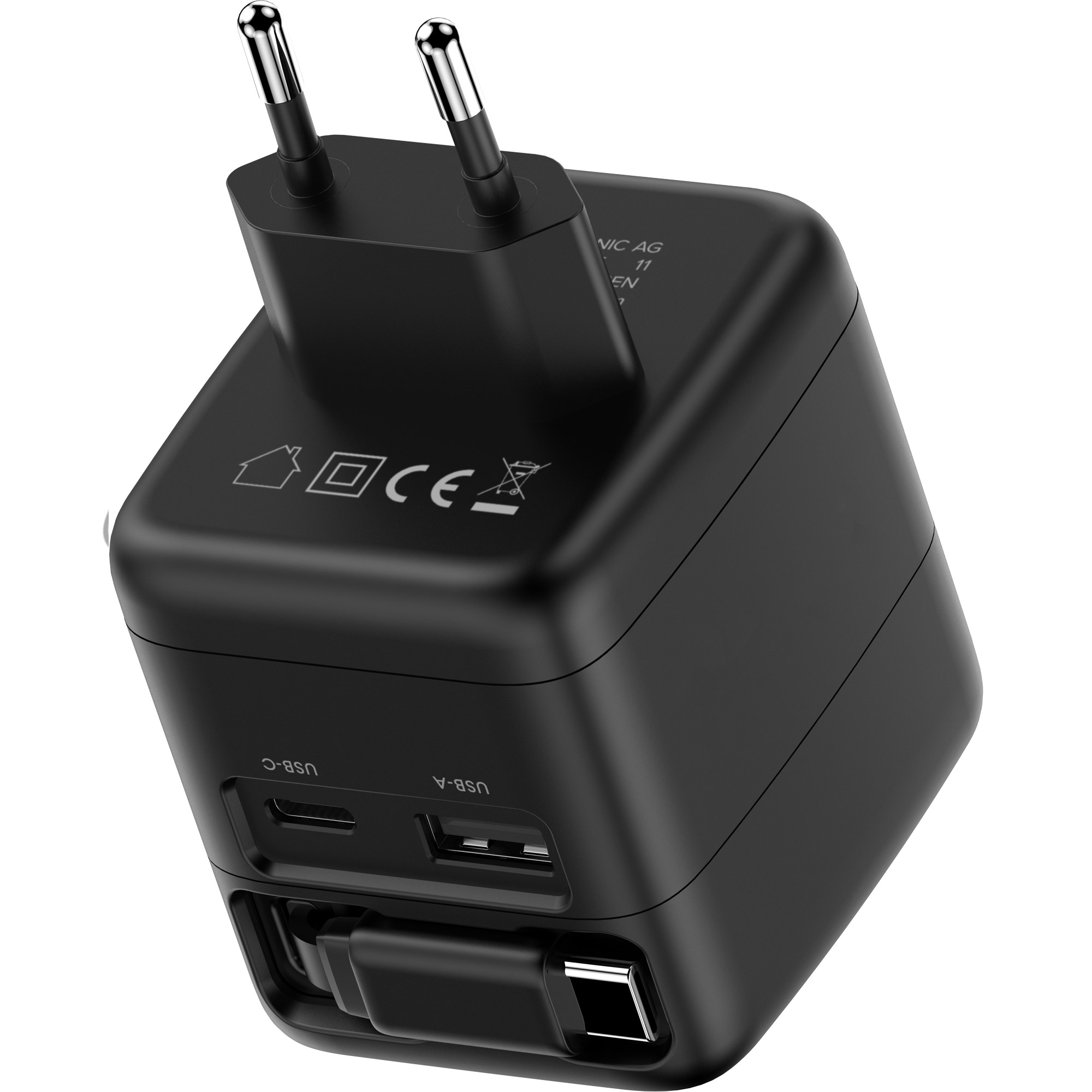 InLine® USB Netzteil, 70W, GaN, USB-C PD + USB-A QC, Kabel 60cm, schwarz