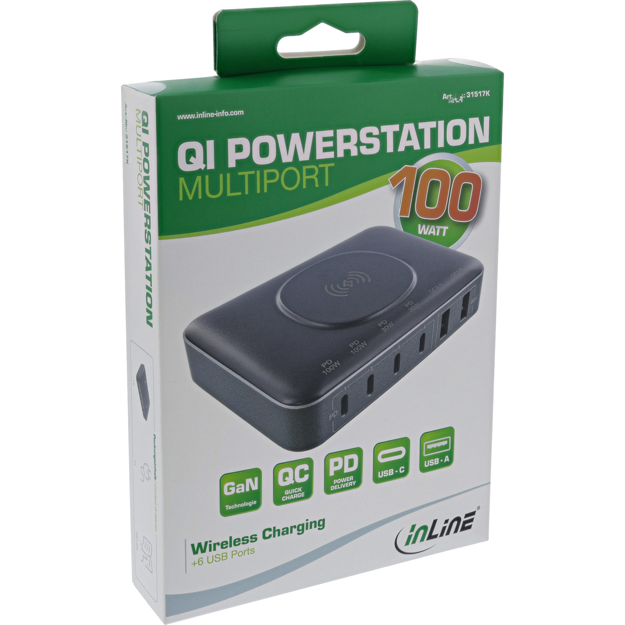 Inline® Qi Powerstation Multiport, Netzteil, Ladegerät, Wireless charging