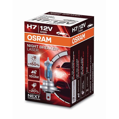 OSRAM H7 12V 55W PX26d NIGHT BREAKER® LASER +150% mehr Helligkeit 1 Stück