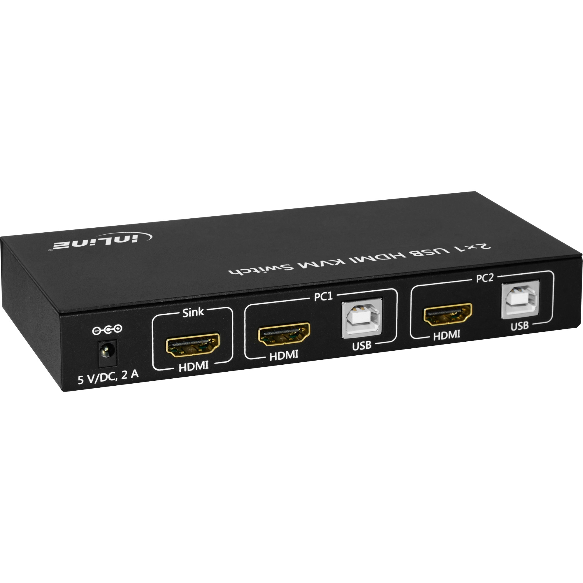 Inline® KVM Desktop Switch, 2-fach, HDMI 4K2K, USB 2.0 Hub, mit Audio