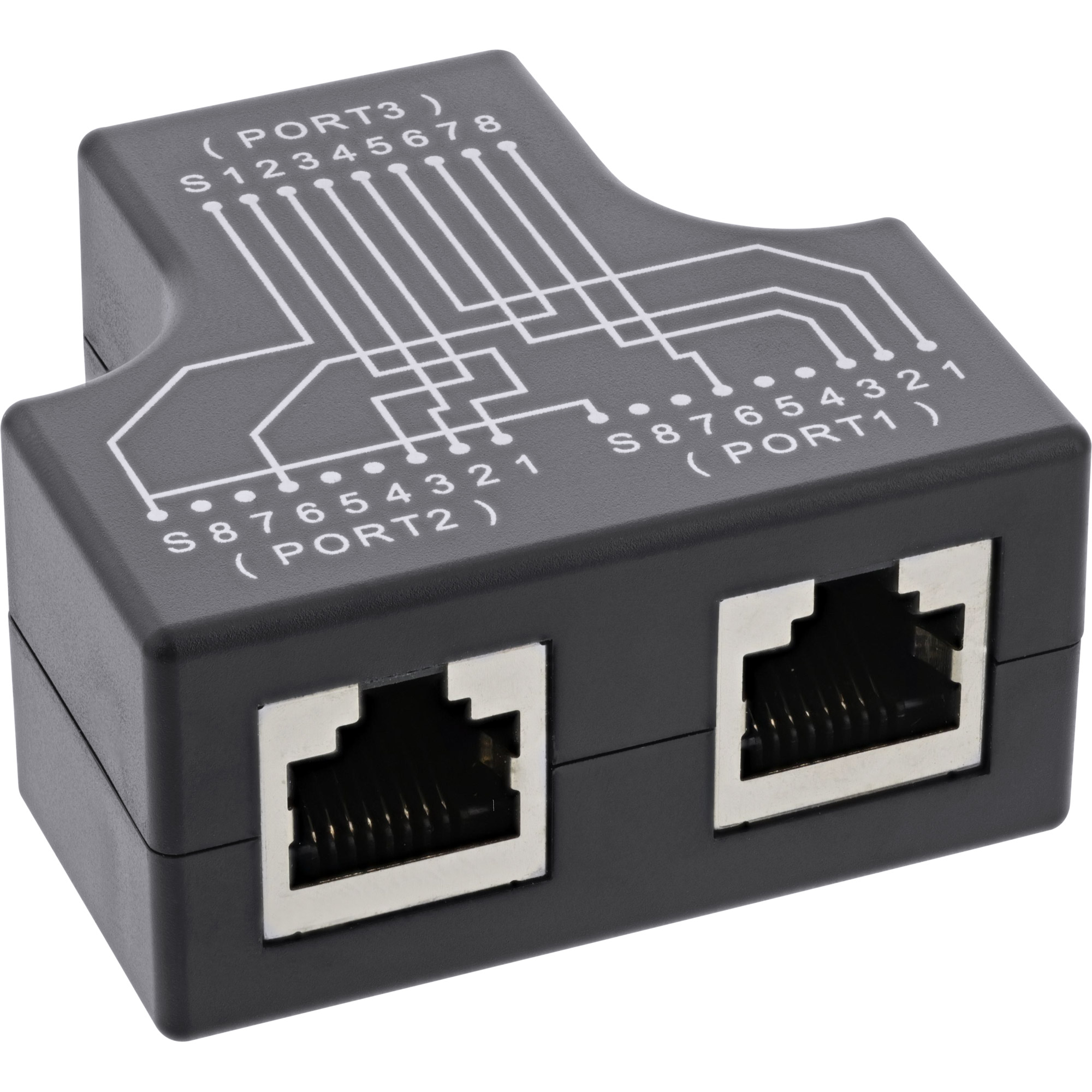 Inline® Cat.5e STP T-Adapter (Port-Doppler), RJ45 Buchse an 2x RJ45 Buchse