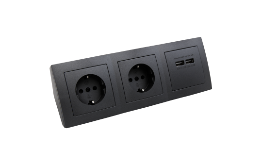 Steckdosenblock McPower ''Flair'' anthrazit, 2-fach Schutzkontakt + 2x USB