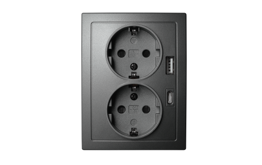 Schutzkontakt-Steckdose McPower ''Flair'' 2-fach, 250V~/16A, USB-A+C, PD20W Schutzkontakt-Steckdose McPower ''Flair'' 2-fach, 250V~/16A, USB-A+C, PD20W