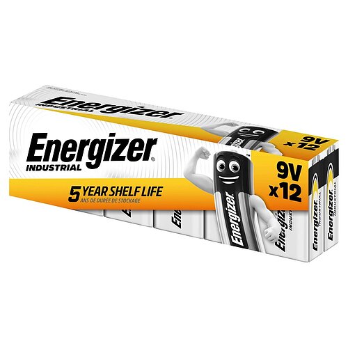 Energizer Alkaline Industrial 9V Block 6LR61 Batterie - 12er Verpackung