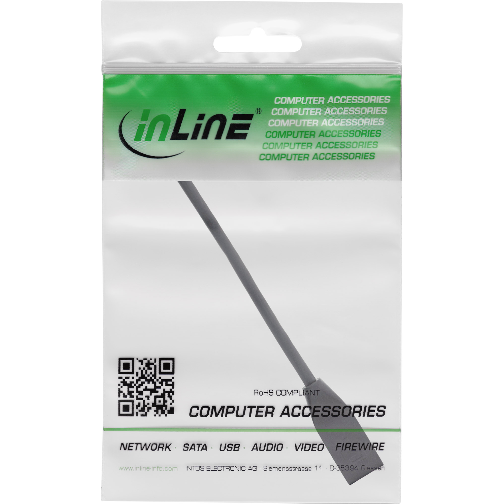 0.2m - Inline® RJ45 Schnittstellenschutz Cat.6A S/FTP, RJ45 St./Bu., schwarz
